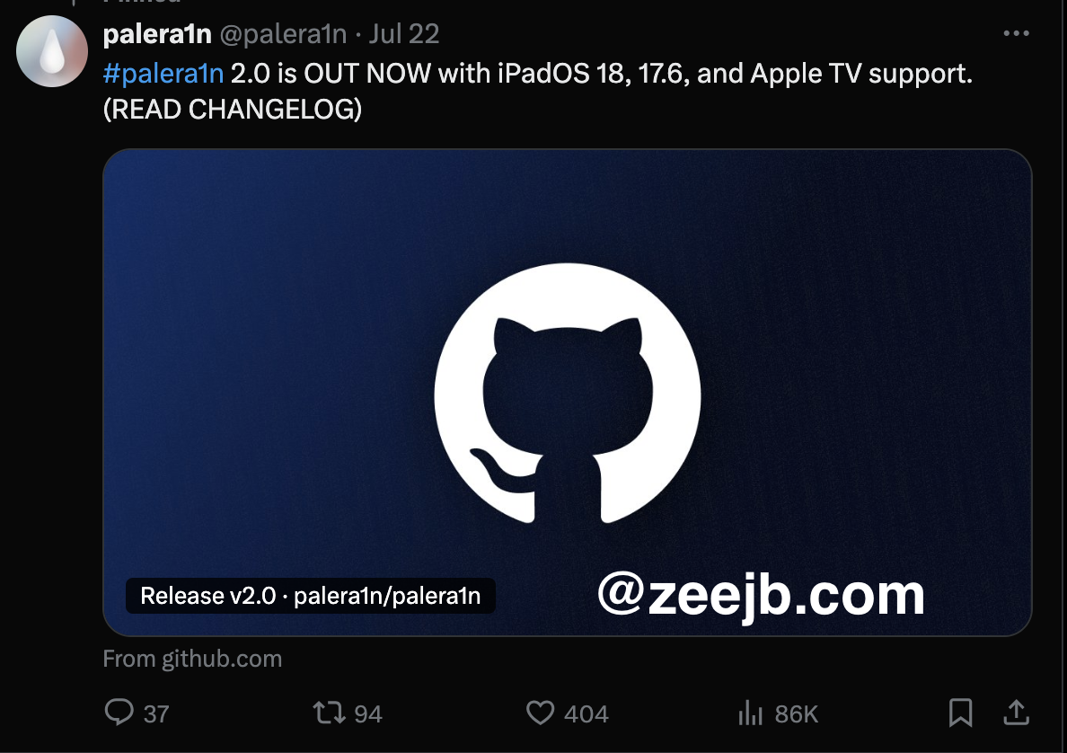 Palera1n jailbreak for iOS 18 and its beta